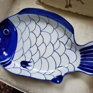 DANSK Arabesque Blue & White Large Fish Dish